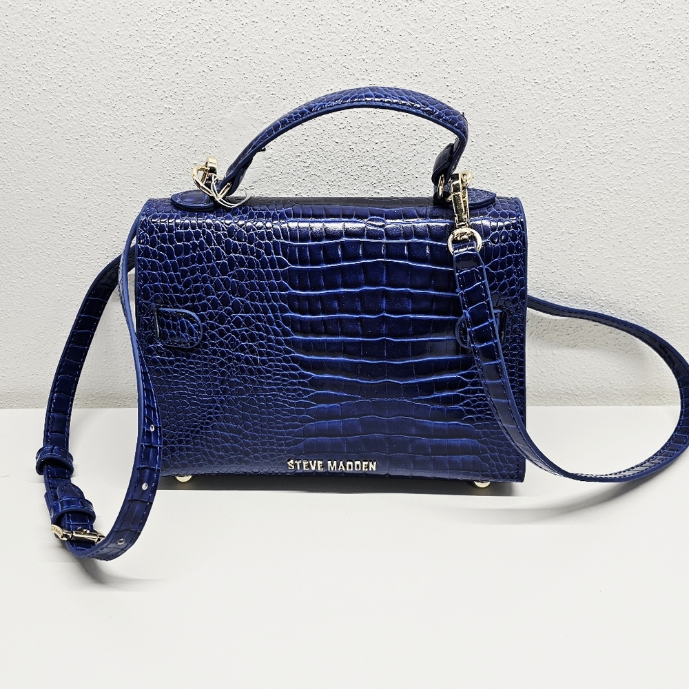 Steve Madden Dignify Croc Embossed Crossbody Bag Blue